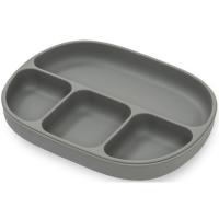 Plato gris con 4 divisiones, ventosa y tapa, de silicona INTERBABY, 650 ml Plato gris con 4 divisiones, ventosa y tapa, de silicona INTERBABY, 650 ml