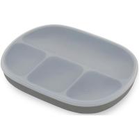 Plato gris con 4 divisiones, ventosa y tapa, de silicona INTERBABY, 650 ml
