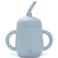 Taza azul antigoreo de entrenamiento con pajita de silicona INTERBABY