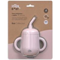 Taza rosa antigoteo de entrenamiento con pajita de silicona INTERBABY
