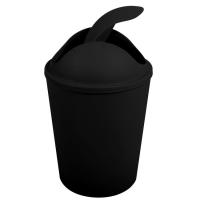 Cubo Ako en polipropileno negro, tapa basculante, 20x15x30,5 cm MSV, 5,5 litros