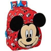 Mochila infantil roja Mickey, adaptable a carro, 1 ud