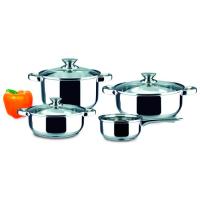 Batería de cocina de acero inoxidable Basic, apto para todo tipo de cocinas ALZA, 4 piezas y 3 tapas Batería de cocina de acero inoxidable Basic, apto para todo tipo de cocinas ALZA, 4 piezas y 3 tapas