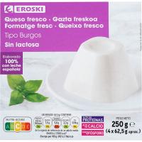 Queso fresco sin lactosa EROSKI, pack 4x62,5 g