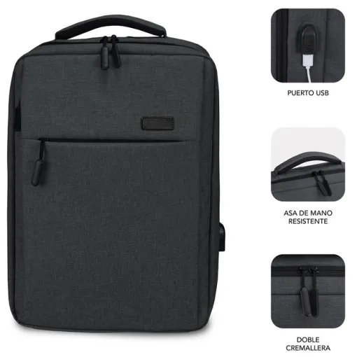 Mochila maletín gris de portátil 16'', Air Padding SUBBLIM