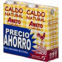 Caldo de pollo con jamón ANETO, pack 2x1 litro