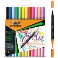 Rotulador doble punta: fina y pincel, color pastel, Intensity Dual Tip BIC, 12 uds