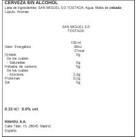 Cerveza tostada 0,0 SAN MIGUEL, lata 33 cl