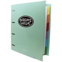 Carpeta A4 verde pastel, 4 anillas, con recambio cuadriculado OCEANS WAVE, 1 ud