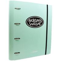Carpeta A4 verde pastel, 4 anillas, con recambio cuadriculado OCEANS WAVE, 1 ud