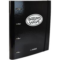 Carpeta A4, cartón negra, 4 anillas, con recambio cuadriculado OCEANS WAVE, 1 ud