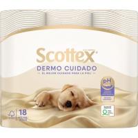 Papel higiénico dermo SCOTTEX, paquete 18 rollos