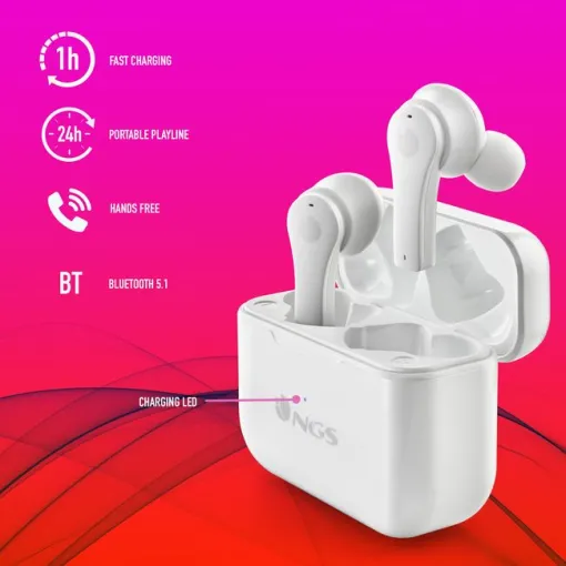 Auriculares de botón blancos bluetooth, Artica Bloom NGS Auriculares de botón blancos bluetooth, Artica Bloom NGS