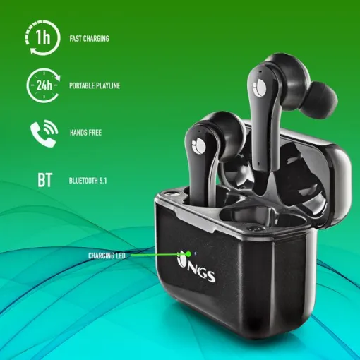 Auriculares de botón negros bluetooth, Artica Bloom NGS