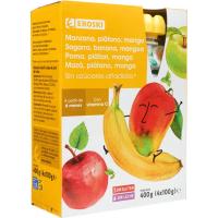Bolsitas 100% frutas manzana y mango s/az EROSKI, pack 4x100 g