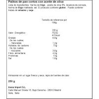 Palitos cortos aceite de oliva PANEALBA, bolsa 250 g