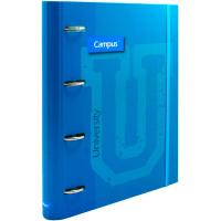 Carpeta A4 con goma, azul, 4 anillas, recambio cuadriculado CAMPUS, 1 ud
