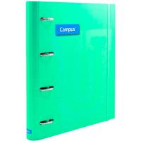 Carpeta A4 con goma, verde, 4 anillas, recambio cuadriculado CAMPUS, 1 ud