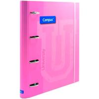 Carpeta A4 con goma, rosa, 4 anillas, recambio cuadriculado CAMPUS, 1 ud