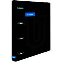 Carpeta A4 con goma, negra, 4 anillas, recambio cuadriculado CAMPUS, 1 ud