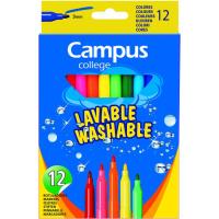 Rotulador, punta 3 mm, tinta lavable, 12 colores CAMPUS, caja 12 uds