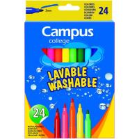 Rotulador, punta 3 mm, tinta lavable, 24 colores CAMPUS, caja 24 uds