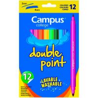 Rotulador, doble punta 2 y 4 mm, tinta lavable, 12 colores CAMPUS, caja 12 uds