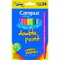 Rotulador, doble punta 2 y 4 mm, tinta lavable, 24 colores CAMPUS, caja 24 uds