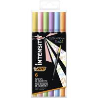 Rotulador de doble punta, 6 colores pastel, Intensity Dual Tip BIC, pack 6 uds