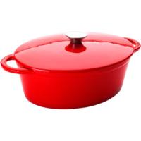 Cazuela ovalada Cocotte esmaltada roja de hierro fundido IBILI, 27x21 cm