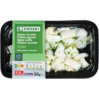 Sepia cocida troceada al ajillo EROSKI, bandeja 200 g