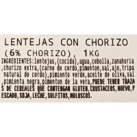 Lentejas con chorizo, al peso, compra mínima 250 g