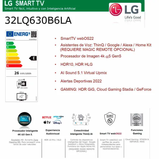 TV Led 32" HD Smart 32LQ630B6LA LG
