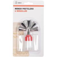 Manga pastelera con seis boquillas para decorar MARKET SUPREM, blister 1+6 uds