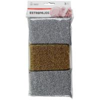 Estropajo, color plateado y dorado MARKET SUPREM, pack 3 uds