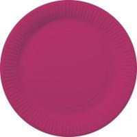 Plato fucsia compostable libre de plástico Ø23 cm, pack 12 uds