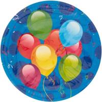 Plato de cartón compostable decoración globosGABBIANO, 23 cm, pack 8 uds