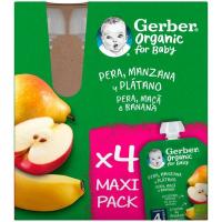 GERBER udare, sagar eta banana poltsatxoa, doypack 4x90 g