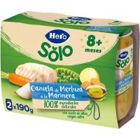 Tarrito de cazuela de merluza a la marinera HERO, pack 2x190 g