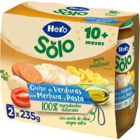 Tarrito de guiso de verdura con merluza HERO, pack 2x235 g