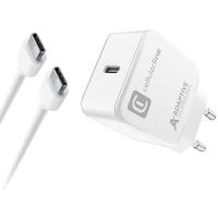 Cargador de red blanco Tipo-C 15W y cable, ACHSMKITC2C15WW CELLULAR LINE