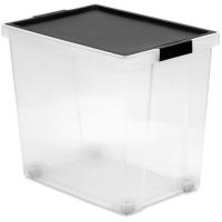 Caja de plástico, tapa negra y ruedas New, capacidad 60 litros TATAY, 37x51x45 cm