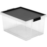 Caja de plástico con tapa negra New, capacidad 35 litros TATAY, 51x37x26 cm