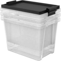 Caja de plástico con tapa negra New, 15 litros, 36x25x31 cm TATAY, set de 3 uds