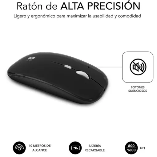 Teclado y ratón gris inalámbrico, SUBKBC-OCO020 Compact SUBBLIM