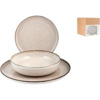 Vajilla de porcelana Pearl marfil, 12 platos: 4 llanos de 27 cm, 4 hondos de 23 cm y 4 de postre de 19 cm