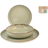 Vajilla de porcelana Pearl verde, 12 platos: 4 llanos de 27 cm, 4 hondos de 23 cm y 4 de postre de 19 cm Vajilla de porcelana Pearl verde, 12 platos: 4 llanos de 27 cm, 4 hondos de 23 cm y 4 de postre de 19 cm