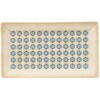 Fuente rectangular Kimi, en porcelana con motivos azules, 26x15 cm