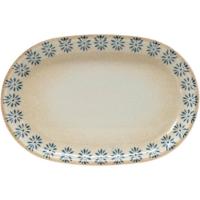 Fuente oval Roma, en porcelana con motivos azules, 33 cm