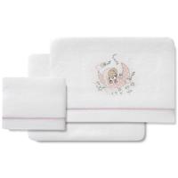 INTERBABY sehaska txikirako izarak, koralina zuria eta arrosa, hartza ilargian, 3 pieza, 50x80 cm